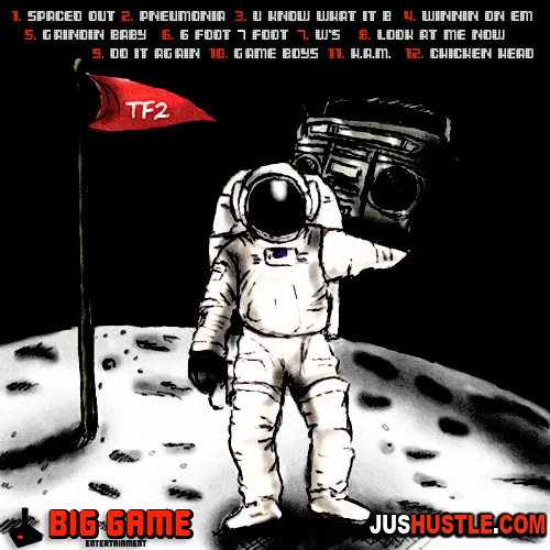 Back cover for Jus Hustle's Take Flight 2 mixtape.